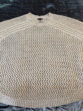 Talbots Open-Knit Cream Sweater Poncho
